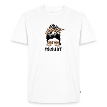 Nana Life Messy Bun Lunettes de soleil Nouveauté en détresse - T-shirt Premium bio Homme - blanc - Devant - Nico (187cm)