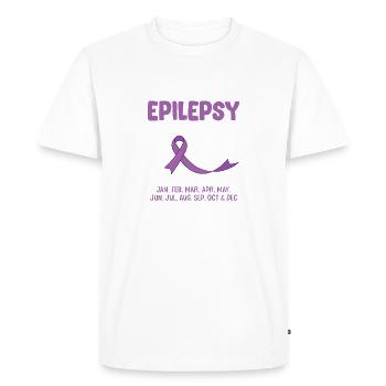 Sensibilisation à l’épilepsie Ruban violet Système nerveux - T-shirt Premium bio Homme - blanc - Devant - Nico (187cm)
