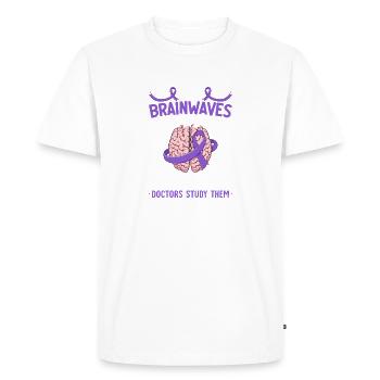 My Brainwaves Are So Powerful Purple Ribbon - Men's Premium Organic T-Shirt - white - Front - Nico (187cm)