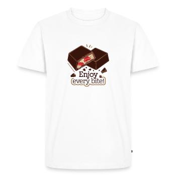 CHOCOLATE BAR ENJOY EVERY BITE - Men's Premium Organic T-Shirt - white - Front - Nico (187cm)