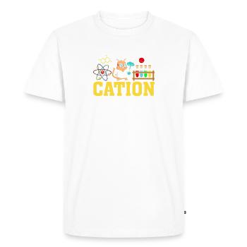 cation Drôle Définition Science Chimie Chat - T-shirt Premium bio Homme - blanc - Devant - Nico (187cm)