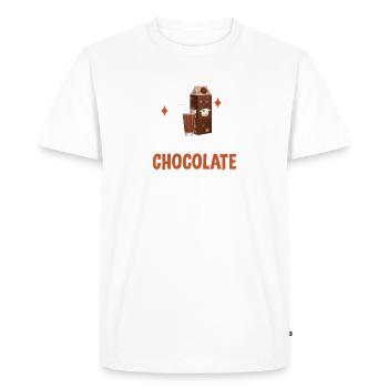 Powered By Chocolate Milk Funny Choccy Flavored - Men's Premium Organic T-Shirt - white - Front - Nico (187cm)