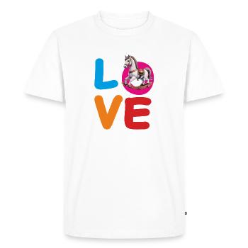 CHEVAL À BASCULE D’AMOUR - T-shirt Premium bio Homme - blanc - Devant - Nico (187cm)