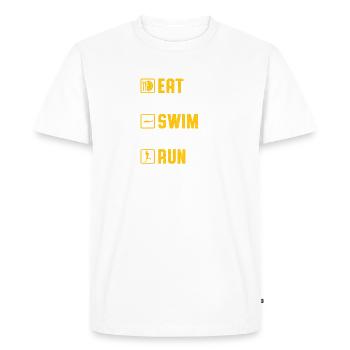 Manger Dormir Nager Vélo Courir Répéter Triathlon drôle - T-shirt Premium bio Homme - blanc - Devant - Nico (187cm)