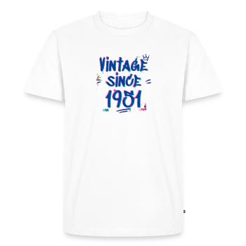 Vintage Depuis 1951 Graffiti Glitch 74ème Bday Vibes - T-shirt Premium bio Homme - blanc - Devant - Nico (187cm)