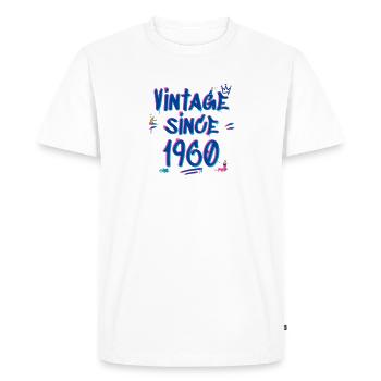 Vintage Depuis 1960 Graffiti Glitch Rétro Hip-Hop - T-shirt Premium bio Homme - blanc - Devant - Nico (187cm)