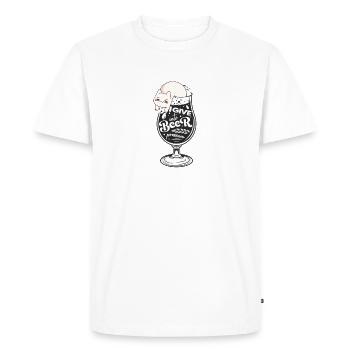 Funny Cat Beer Print Quote Funny Cat Beer - Men's Premium Organic T-Shirt - white - Front - Nico (187cm)