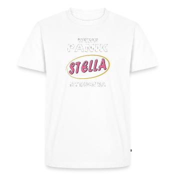 PAS DE PANIQUE, STELLA EST LÀ APRÈS TOUT - T-shirt Premium bio Homme - blanc - Devant - Nico (187cm)