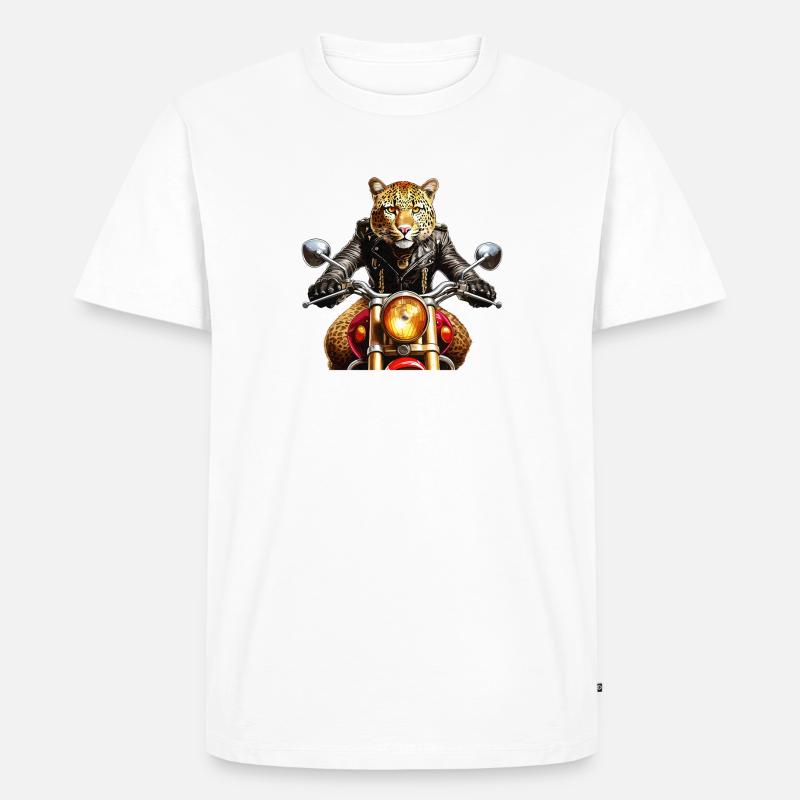 MOTORRAD LEOPARD - Männer Premium Bio T-Shirt - Weiß