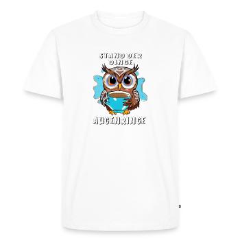 HIBOU ÉTAT DES LIEUX CERNES - T-shirt Premium bio Homme - blanc - Devant - Nico (187cm)