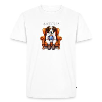 DOG A SHIT DAY - Men's Premium Organic T-Shirt - white - Front - Nico (187cm)