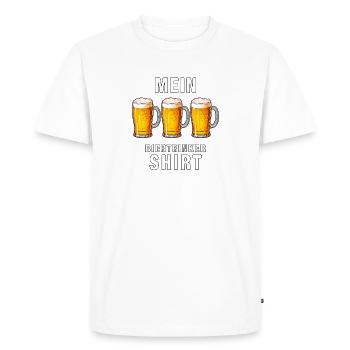 MEIN Biertrinker Shirt - Männer Premium Bio T-Shirt - Weiß - Vorne - Nico (187cm)