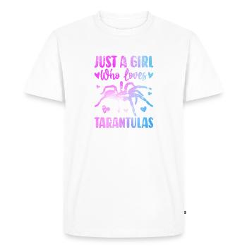 Juste une fille qui aime les araignées arachnides tarentule - T-shirt Premium bio Homme - blanc - Devant - Nico (187cm)