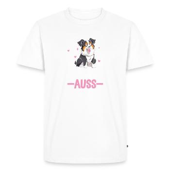 Kiss My Aussie Funny Australian Shepherd Aussie - Men's Premium Organic T-Shirt - white - Front - Nico (187cm)