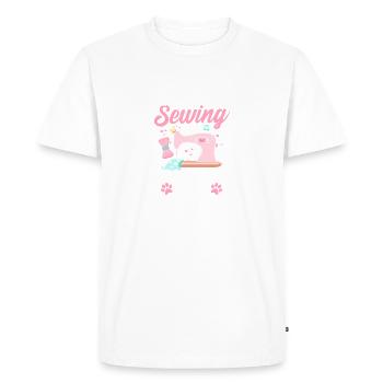 Funny Sewing Dog Quilting Crochet Hobbyist Dog - Men's Premium Organic T-Shirt - white - Front - Nico (187cm)