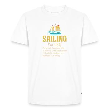 Funny Sailing Sea Captain Retro Sailboat Cruising - Men's Premium Organic T-Shirt - white - Front - Nico (187cm)