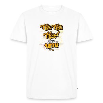 Hip-Hop Head Since 1974 - 51 Years of Real Vibes - Men's Premium Organic T-Shirt - white - Front - Nico (187cm)