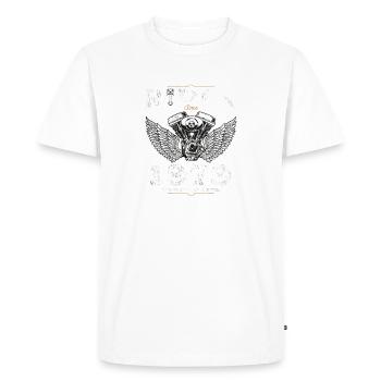 Cycliste depuis 1979 - 46 ans, né pour rouler, construit - T-shirt Premium bio Homme - blanc - Devant - Nico (187cm)