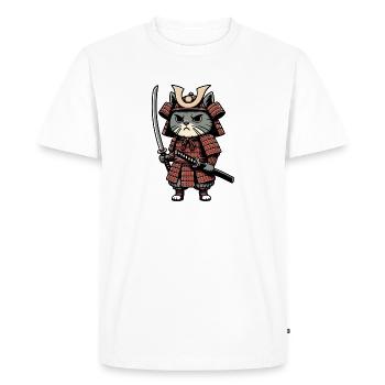 Samurai Cat - Warrior Kitten in Armor - Men's Premium Organic T-Shirt - white - Front - Nico (187cm)