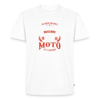 Simple guy I love motorcycling and biker aperitif - Men's Premium Organic T-Shirt - white - Front - Nico (187cm)