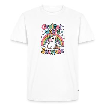 Survivante des verrues génitales, licorne embarrassante - T-shirt Premium bio Homme - blanc - Devant - Nico (187cm)