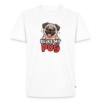 I like my Pug Dog Love - Men's Premium Organic T-Shirt - white - Front - Nico (187cm)
