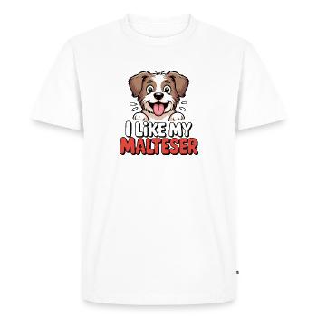 I like my Malteser Hundeliebe - Men's Premium Organic T-Shirt - white - Front - Nico (187cm)
