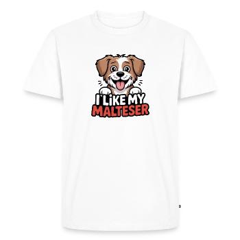 I like my Malteser Hundeliebe - Men's Premium Organic T-Shirt - white - Front - Nico (187cm)