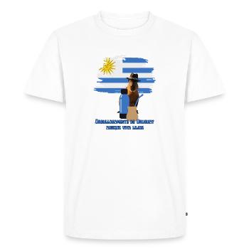 Fièrement de l’Uruguay même si j’habite loin - T-shirt Premium bio Homme - blanc - Devant - Nico (187cm)