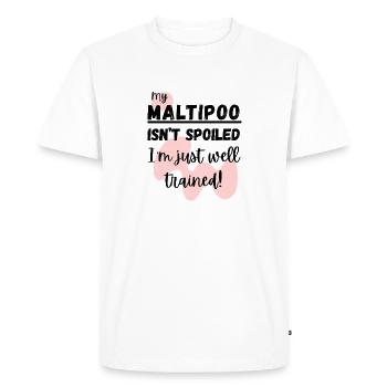 Funny Maltipoo Quote – I’m Just Well Trained - Men's Premium Organic T-Shirt - white - Front - Nico (187cm)
