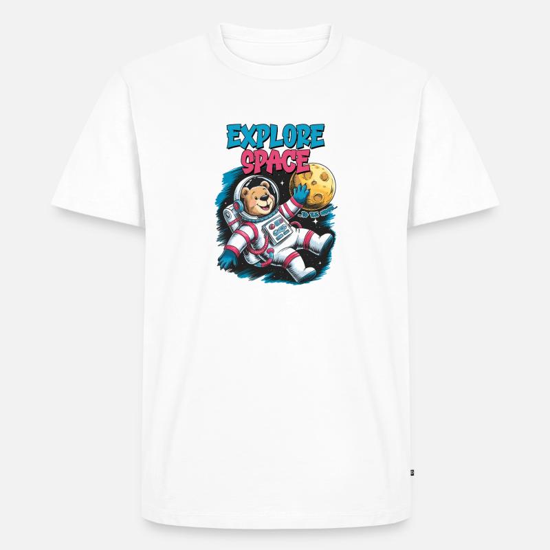 Explore Space Astronaut Bear - Männer Premium Bio T-Shirt - Weiß