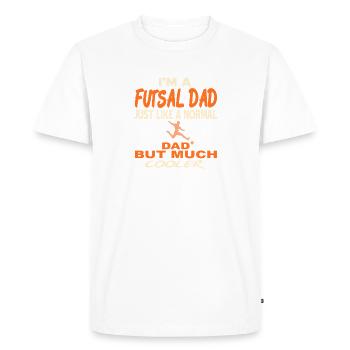 Papa de futsal drôle comme un papa normal mais citation plus cool - T-shirt Premium bio Homme - blanc - Devant - Nico (187cm)