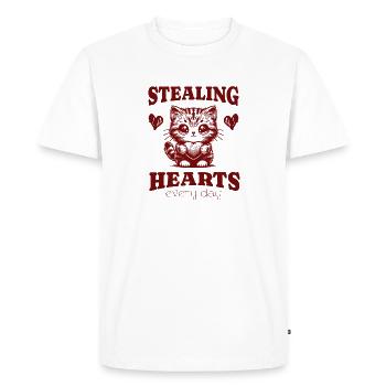 Stealing Hearts Every Day Cute Cat Vday Pet Animal - Men's Premium Organic T-Shirt - white - Front - Nico (187cm)