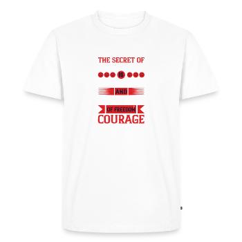 Le secret du bonheur est la liberté, et le - T-shirt Premium bio Homme - blanc - Devant - Nico (187cm)