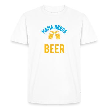 Maman a besoin d’une bière - T-shirt Premium bio Homme - blanc - Devant - Nico (187cm)