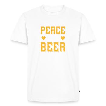 Paix, amour, bière - T-shirt Premium bio Homme - blanc - Devant - Nico (187cm)