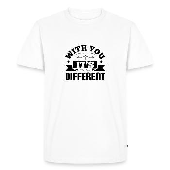 Avec vous, c’est différent - T-shirt Premium bio Homme - blanc - Devant - Nico (187cm)