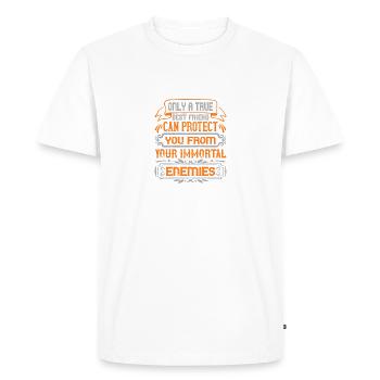 Seul un vrai meilleur ami peut vous protéger de votre - T-shirt Premium bio Homme - blanc - Devant - Nico (187cm)