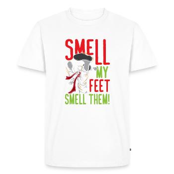 Smell My Feet Funny Karate - Men's Premium Organic T-Shirt - white - Front - Nico (187cm)