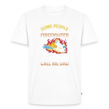 Pompier Papa Pompier Fête des Pères - T-shirt Premium bio Homme - blanc - Devant - Nico (187cm)