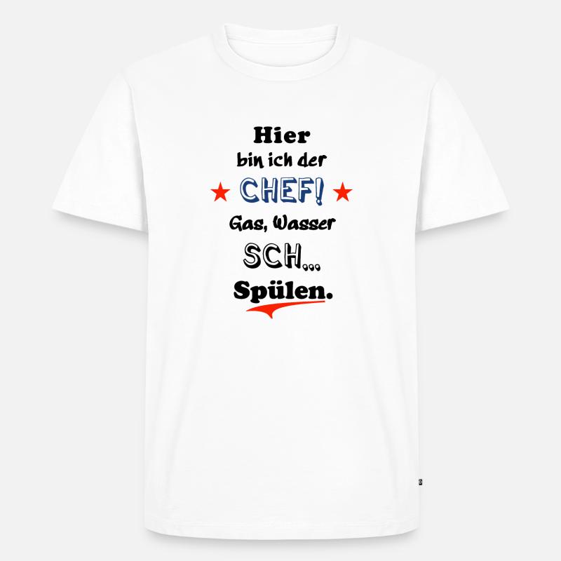 hier bin ich der chef - Männer Premium Bio T-Shirt - Weiß
