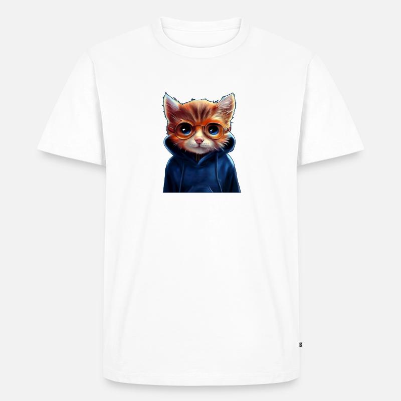 Süße Katze mit Pullover - Männer Premium Bio T-Shirt - Weiß
