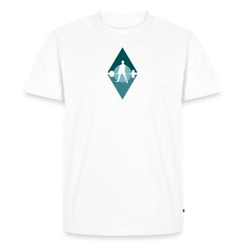 Soulevé de terre Haltérophilie Soulevé de terre - T-shirt Premium bio Homme - blanc - Devant - Nico (187cm)