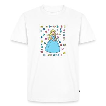 Princess with book, numbers alphabet school beginner - Men's Premium Organic T-Shirt - white - Front - Nico (187cm)
