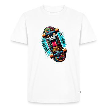 Just Freaks - Planche de Skate Sk8 Graffiti Skull - T-shirt Premium bio Homme - blanc - Devant - Nico (187cm)