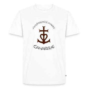 Croix camargue: foi esperance charite - T-shirt Premium bio Homme - blanc - Devant - Nico (187cm)