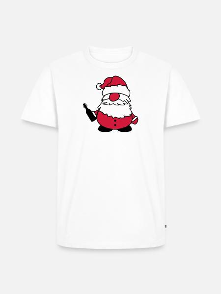 weihnachtsmann mit bier - Männer Premium Bio T-Shirt - Weiß