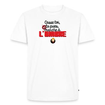 Casse toi tu pues et marche à l'ombre - T-shirt Premium bio Homme - blanc - Devant - Nico (187cm)
