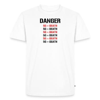 Danger! La 5G est la mort - la 5G est dangereuse! Danger - T-shirt Premium bio Homme - blanc - Devant - Nico (187cm)