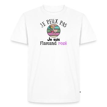 Je peux pas▪Je peux pas je suis Flamand rosé - T-shirt Premium bio Homme - blanc - Devant - Nico (187cm)